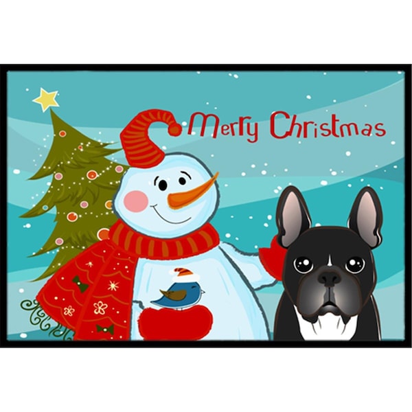 Carolines Treasures Snowman With French Bulldog Indoor and Outdoor Mat- 24 x 36 in. BB1847JMAT - main